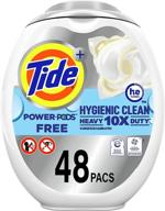 🧼 tide hygienic clean heavy duty power pods: 10x the cleaning power in 48 unscented free pods logo