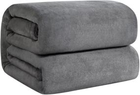 img 4 attached to Comaza Queen Size Grey Fleece Blanket - Lightweight Plush Soft & Cozy Bed Blanket, Microfiber Flannel Throw for Couch and Sofa (90x90 inches)