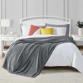 img 3 attached to Comaza Queen Size Grey Fleece Blanket - Lightweight Plush Soft & Cozy Bed Blanket, Microfiber Flannel Throw for Couch and Sofa (90x90 inches)