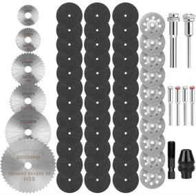 img 4 attached to 🔧 Premium 60-Pack Tool Kit for Rotary Cutting - Includes 545 Diamond Cutting Wheel, Mini HSS Circular Saw Blades, Resin Cut-Off Wheels, Keyless Chuck, and Mandrels - Ideal for Woodworking, Metal, Glass, Plastic, Stone