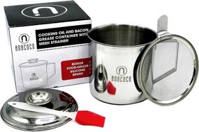 img 4 attached to 🥓 Anacoco Stainless Steel Bacon Grease Container with Mesh Strainer - Storage Canister for Cooking Oil, 1.25 Quart, 5 Cup Fat Pot with Filter Screen. Plus Bonus Silicone Brush!