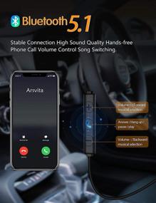 img 2 attached to 🚗 Enhanced Bluetooth 5.1 Car Audio Cassette Adapter, Tape Player with Bluetooth, Hands-Free Phone Call, Song Trimming, Volume Adjustment - White