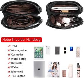 img 1 attached to Стильные и просторные сумки Hobo для женщин: сумка через плечо из искусственной кожи с крупным дизайном кроссбоди и 2 отделениями.