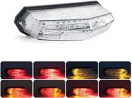integrated motorcycle 25 leds clear tail light with brake stop alert turn signal function universal for dirt bike buggy chooper cruiser atv (clear/stop alert) logo