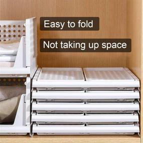 img 2 attached to 📦 Hossejoy Set of 4 Stackable Wardrobe Storage Boxes, Plastic Drawer Organizers, Foldable Clothes Shelf Baskets, Folding Containers Bins Cubes; Ideal for Kitchen, Office, Bedroom & Bathrooms (White)