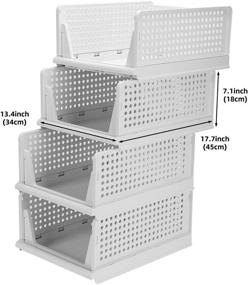 img 1 attached to 📦 Hossejoy Set of 4 Stackable Wardrobe Storage Boxes, Plastic Drawer Organizers, Foldable Clothes Shelf Baskets, Folding Containers Bins Cubes; Ideal for Kitchen, Office, Bedroom & Bathrooms (White)