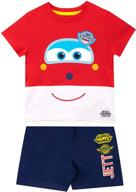 👕 jett t-shirt and shorts set - super wings boys collection logo