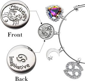 img 2 attached to ✨ Silver Stainless Steel Adjustable Crystal Heart Sun Moon Butterfly Charm Bracelet - PANTIDE 12 Constellation Zodiac Expandable Wire Bangle Bracelet Astrology Jewelry Gift for Women