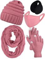 🧣 uratot 5-piece warm winter outdoor set: knitted scarf, beanie, touch screen gloves, earmuff & warm cover for men & women logo