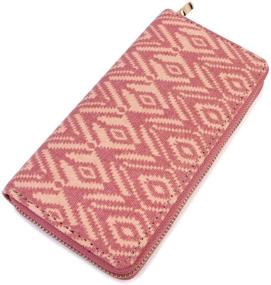 img 4 attached to 🔲 Geometric Print Zip Around Wallet: Stylish Women's Handbags & Wallets