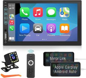 img 4 attached to Автомагнитола APHQUA - совместимость с Apple Carplay/Android Auto, 7-дюймовый Full HD сенсорный экран емкостного типа, Bluetooth, USB-порт, вход A/V, приемник радио AM/FM, функция Mirror Link, поддержка задней камеры.