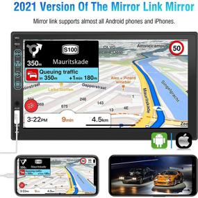 img 3 attached to Автомагнитола APHQUA - совместимость с Apple Carplay/Android Auto, 7-дюймовый Full HD сенсорный экран емкостного типа, Bluetooth, USB-порт, вход A/V, приемник радио AM/FM, функция Mirror Link, поддержка задней камеры.