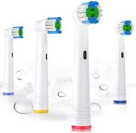 4 pack replacement round brush heads for braun oral-b electric toothbrushes - compatible with precision clean and rechargeable models logo