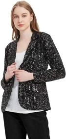 img 4 attached to 💫 Anna-Kaci Glittery Sequined Open Front Long Sleeve Blazer Jacket for Women's Evening Wear