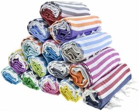 img 4 attached to 🏖️ Havluland - Set of 6 - Sale Beach Towel - 100% Turkish Cotton - Super Soft and Lightweight - Absorbent & Quick Drying - Oversized Gym Yoga Spa Pool Travel Sand-free Beach Blanket (71"X 39") for Better SEO