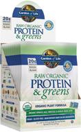 🌱 органический веганский протеиновый порошок с зеленью - garden of life raw protein & greens, ванильный вкус - 20г растительного протеина, обогащенный кале, шпинатом, морковью, свеклой - пробиотики и ферменты, низкокалорийная смесь для коктейля - 10 порций логотип