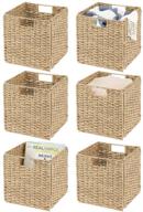 📦 mdesign seagrass woven cube foldable storage bins: handy home organizer for closet, laundry, office & more - 6 pack - natural logo