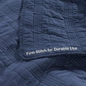 img 1 attached to 🛏️ Navy Blue Pre-washed Queen Size 100% Cotton Quilt Set - Lightweight Cozy Coverlet with 2 Shams in Geometric Rustic Style - Decorative Bedspread for All Seasons