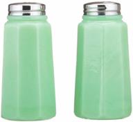 🍶 vintage style mosser glass jadeite salt and pepper shaker holder set - elegant kitchen decor in green logo