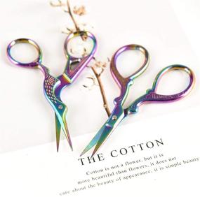 img 3 attached to ✂️ AQUEENLY Rainbow Embroidery Scissors - High-Quality Stainless Steel Stork Scissors for Sewing, Crafting, and Needlework - 2 Pcs (3.6 Inches)