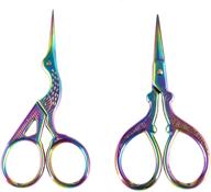 ✂️ aqueenly rainbow embroidery scissors - high-quality stainless steel stork scissors for sewing, crafting, and needlework - 2 pcs (3.6 inches) logo