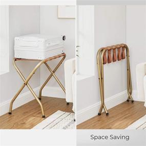 img 2 attached to SONGMICS Golden Hotel Luggage Rack: Foldable Steel Frame for Convenient Travel