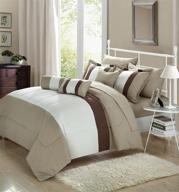 🛏️ chic home cs0640-701-an 10 piece serenity comforter set, queen - elegant beige collection for luxurious bedroom décor logo