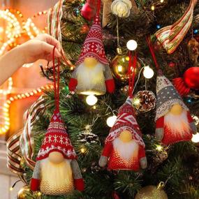 img 2 attached to LED Lighted Swedish Tomte Gnomes Plush Ornaments - Handmade Scandinavian Santa Elf Christmas Hanging Decor Set of 4, Perfect for Christmas Tree & Home Decoration