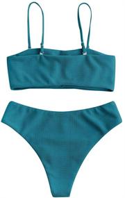 img 2 attached to 👙 ZAFUL Textured Removable Bandeau Bathing Suit: Women's Clothing Worth Splashing Out On!