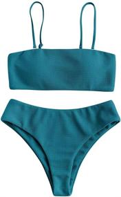 img 4 attached to 👙 ZAFUL Textured Removable Bandeau Bathing Suit: Women's Clothing Worth Splashing Out On!