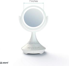 img 3 attached to 💡 7-Inch Atomi Vanity Speaker Mirror - Bluetooth Audio, Dual-Sided with Magnifying, Hands-Free Calls, LED Lighting - White