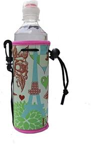 img 3 attached to 🍾 2 Pack Insulated Neoprene Bottle Sleeves Carrier Holder Bag - Cooler/Coolie/Cover/Insulator/Huggie/Sleeve for 16.9 oz Water and Drink Bottle (Grey Paris/Blue Paris)