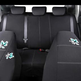 img 1 attached to CAR-GRAND Universal Fit Full Set Car Seat Covers - Pretty Butterfly Design, Airbag Compatible, High Back Design - Fits SUVs, Sedans, Vans, Trucks - Black with Mint