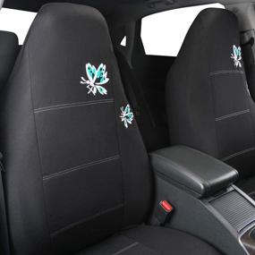 img 2 attached to CAR-GRAND Universal Fit Full Set Car Seat Covers - Pretty Butterfly Design, Airbag Compatible, High Back Design - Fits SUVs, Sedans, Vans, Trucks - Black with Mint