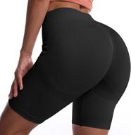 enhance your curves with women's butt lifting high waist yoga 🍑 shorts: ruched textured tummy control workout shorts for sports, gym, running, and beach logo