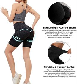 img 1 attached to Enhance Your Curves with Women's Butt Lifting High Waist Yoga 🍑 Shorts: Ruched Textured Tummy Control Workout Shorts for Sports, Gym, Running, and Beach