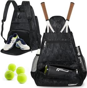 img 4 attached to Ultimate Extra Large Tennis Bag: Waterproof Tennis Backpack with Shoe Compartment for Men and Women - Holds Tennis Racket, Pickleball Paddles, Badminton Racquet, and More!