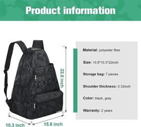 img 3 attached to Ultimate Extra Large Tennis Bag: Waterproof Tennis Backpack with Shoe Compartment for Men and Women - Holds Tennis Racket, Pickleball Paddles, Badminton Racquet, and More!