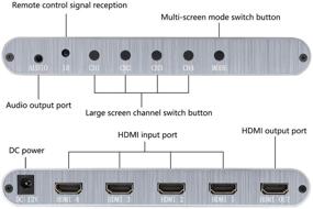 img 1 attached to 🖥️ High-Quality 1080P HDMI 4x1 Quad Multi-viewer Segmentation Converter Screen Splitter: HDMI 1.3a Compliant