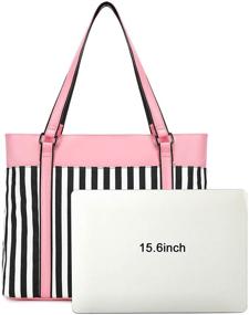 img 2 attached to 👜 Stylish and Functional Women Laptop Tote Bag: Canvas Handbag Purse for Work, Shoulder Bag with Lightweight Design - Fits 15.6 Inch Laptops