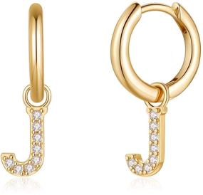 img 4 attached to 💎 S925 Sterling Silver Initial Earrings: Dainty Huggie Jewelry for Girls & Women - Hypoallergenic, CZ Embellished Personalized Gift