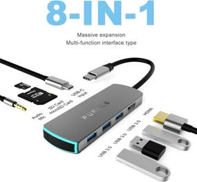 img 3 attached to 🔌 Furgle USB C Hub Laptop Docking Station: 8 in 1 Adapter with Fast Charge, 4K HDMI, USB 3.0, SD/TF Card Reader for MacBook Pro