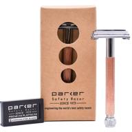 🌹 parker 29l long handle women's double edge safety razor (rose gold) with 5 platinum blades – textured brass handle for smooth shaving logo