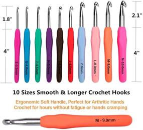 img 2 attached to 🧶 Complete Set of 20 Ergonomic Crochet Hooks, 0.5mm-10mm Sizes, Ideal for Arthritic Hands - Includes Handy Case