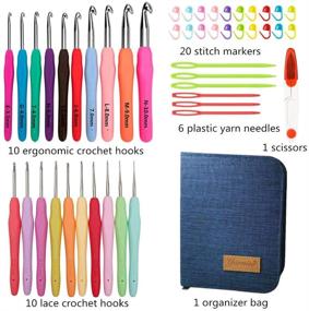 img 3 attached to 🧶 Complete Set of 20 Ergonomic Crochet Hooks, 0.5mm-10mm Sizes, Ideal for Arthritic Hands - Includes Handy Case