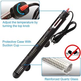 img 1 attached to 🐠 300 Watt Kinbo Submersible Fish Tank Heater with Adjustable Temperature, Diving Thermometer, Protective Case, and Suction Cup