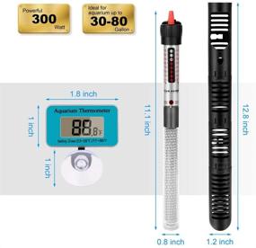 img 3 attached to 🐠 300 Watt Kinbo Submersible Fish Tank Heater with Adjustable Temperature, Diving Thermometer, Protective Case, and Suction Cup