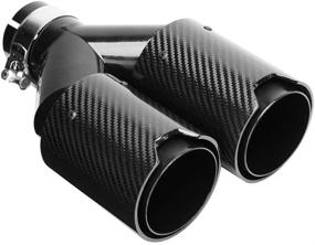 img 4 attached to 🚗 Universal Carbon Fiber Car Dual Exhaust Tips: Left Side | 63-93mm | M Performance Tail Throat | 60mm Exhaust Pipe Compatible