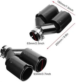 img 2 attached to 🚗 Universal Carbon Fiber Car Dual Exhaust Tips: Left Side | 63-93mm | M Performance Tail Throat | 60mm Exhaust Pipe Compatible