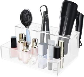 img 4 attached to 🏻 Acrylic Hair Tool Organizer – Styling Tool Holder for Blow Dryer, Makeup, Toiletries, Bathroom Supplies – Vanity Countertop Storage Stand
